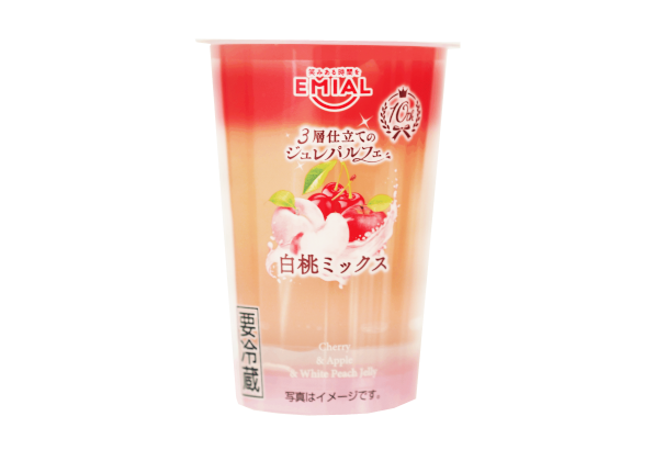 3層仕立てのジュレパルフェ　白桃ミックス