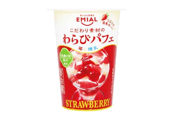 わらびパフェ 苺と練乳